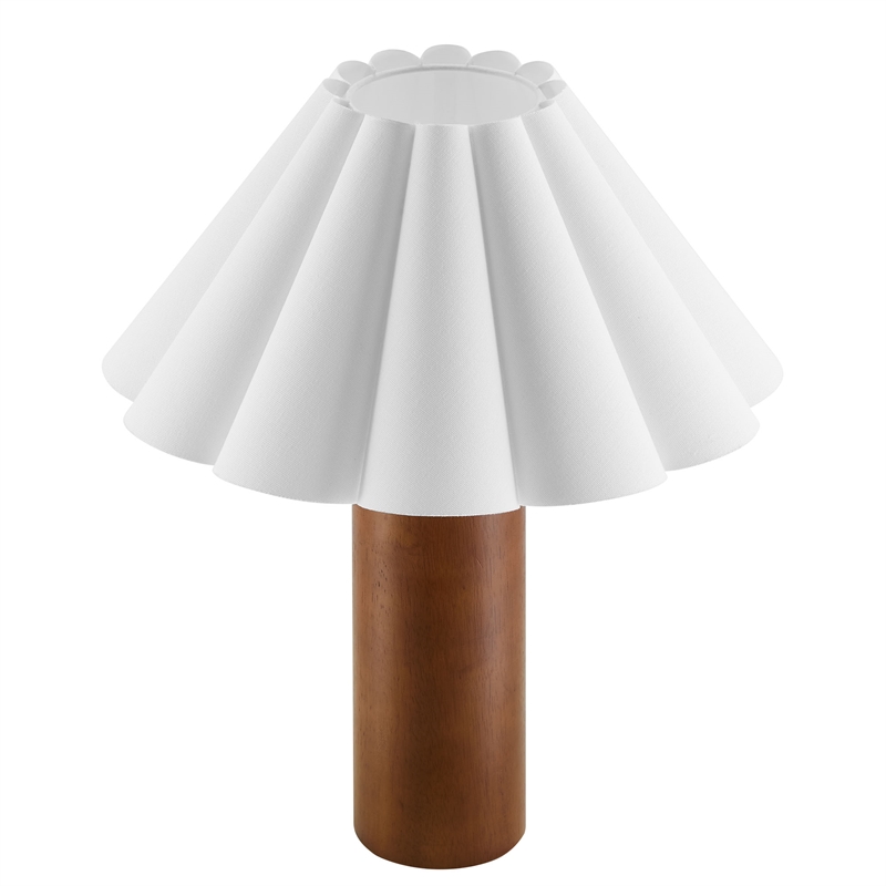 Modway Flora Table Lamp With Pleated Petal Shade in Walnut