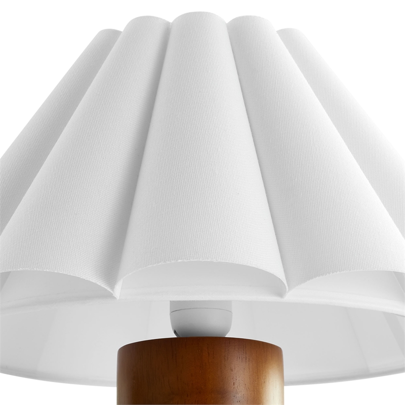 Modway Flora Table Lamp With Pleated Petal Shade in Walnut