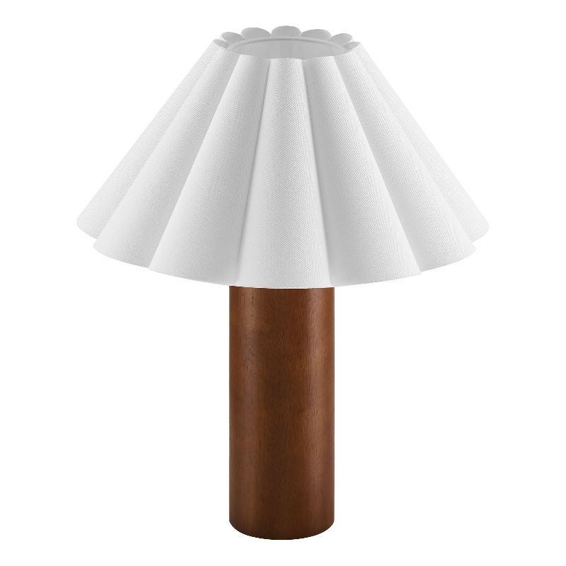 Modway Flora Table Lamp With Pleated Petal Shade in Walnut