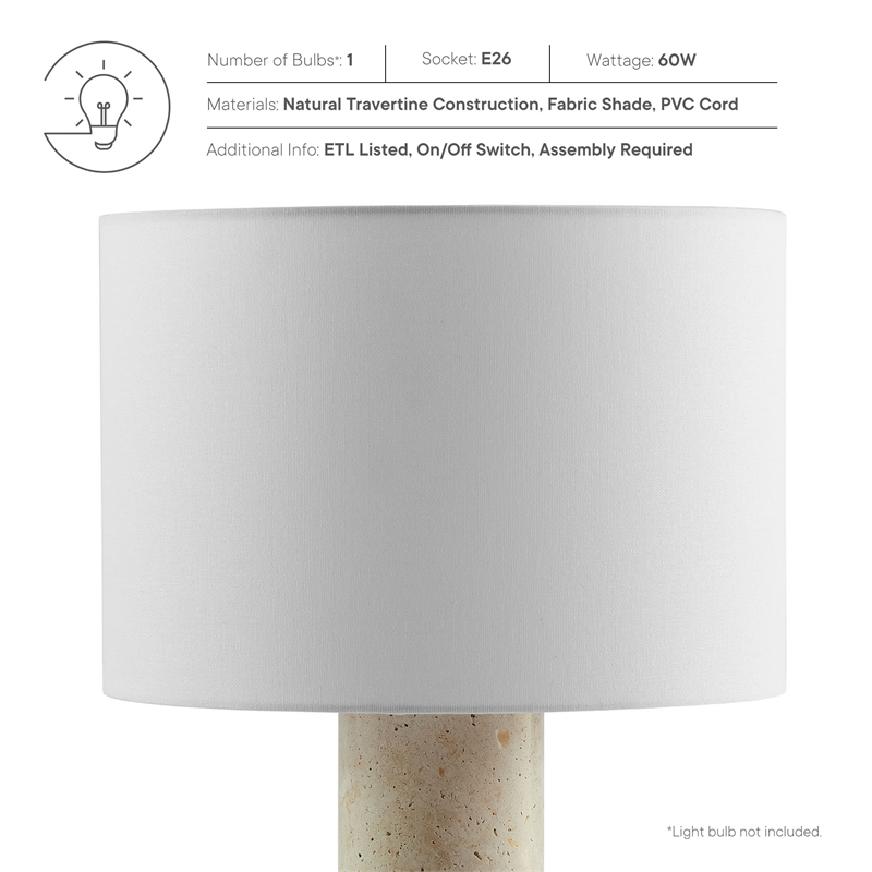 Modway Zenith Table Lamp With Fabric Drum Shade in Travertine