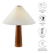 Modway Jessica Table Lamp With Pleated Fabric Shade in Walnut