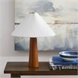 Modway Jessica Table Lamp With Pleated Fabric Shade in Walnut