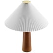 Modway Jessica Table Lamp With Pleated Fabric Shade in Walnut