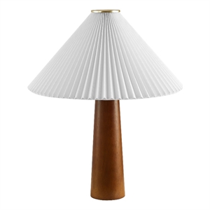 Modway Jessica Table Lamp With Pleated Fabric Shade in Walnut