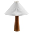 Modway Jessica Table Lamp With Pleated Fabric Shade in Walnut