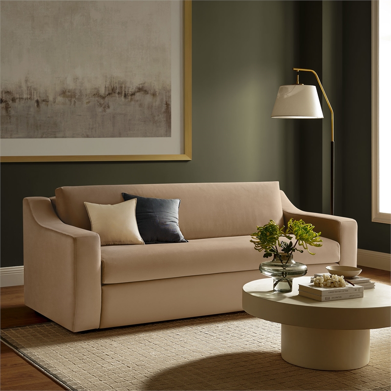 Liora Performance Velvet Sofa in Taupe