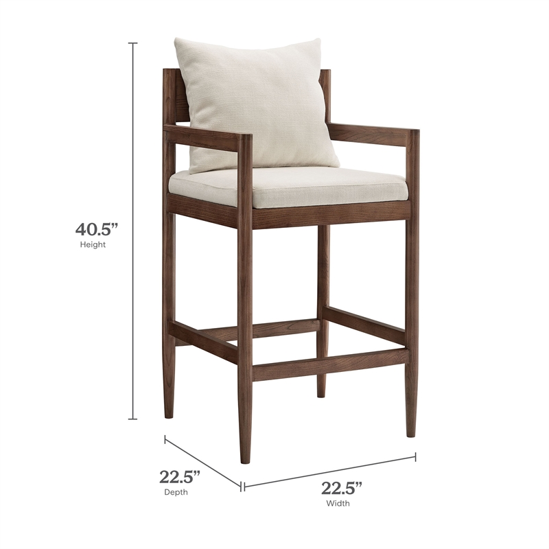 Remington Wood Fabric Bar Stool in Salt