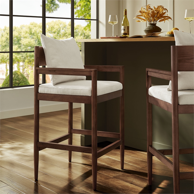 Remington Wood Fabric Bar Stool in Salt