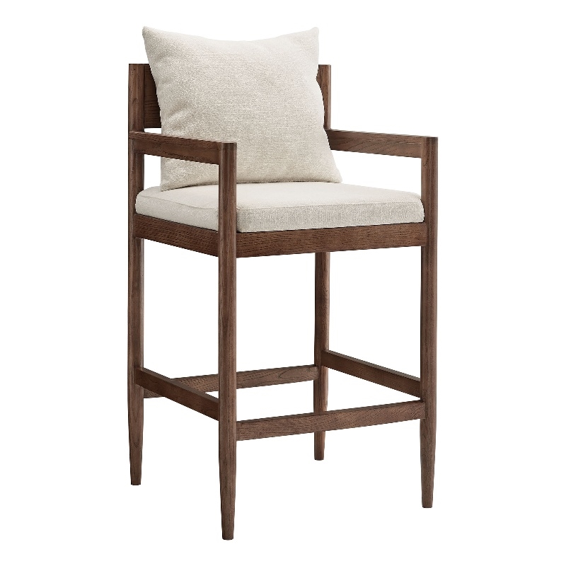 Remington Wood Fabric Bar Stool in Salt