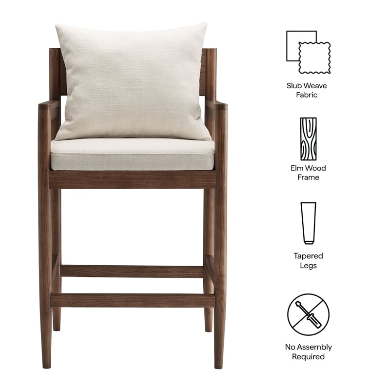 Remington Wood Fabric Counter Stool in Salt