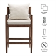 Remington Wood Fabric Counter Stool in Salt