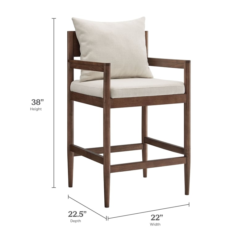 Remington Wood Fabric Counter Stool in Salt