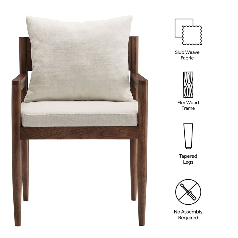 Remington Wood Fabric Dining Armchair in Salt