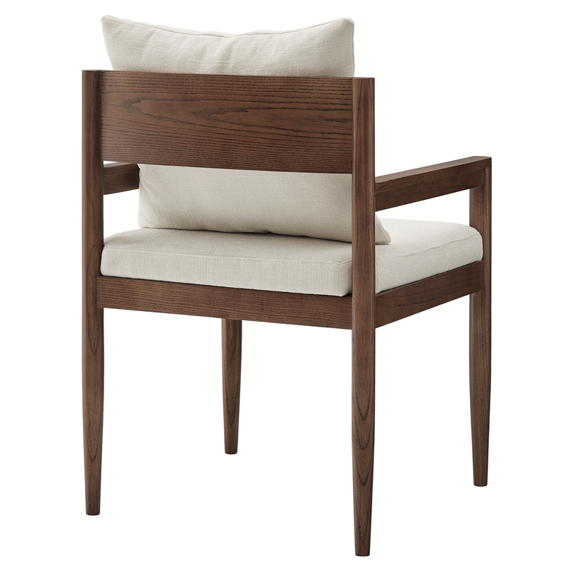 Remington Wood Fabric Dining Armchair in Salt
