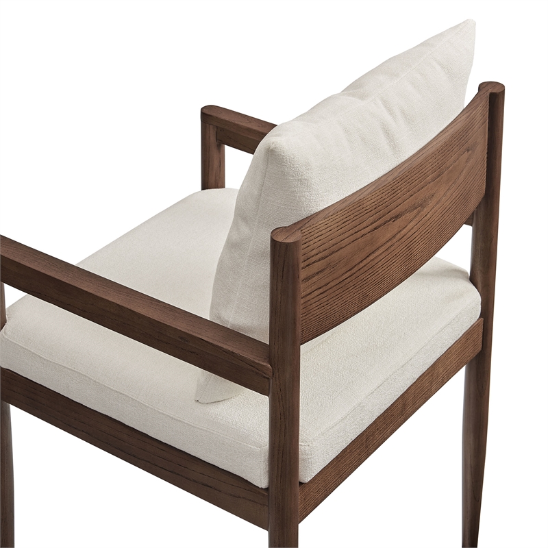 Remington Wood Fabric Dining Armchair in Salt