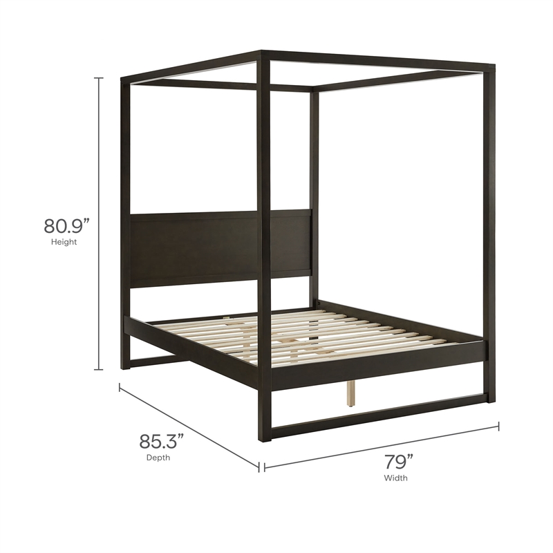 Alva Canopy Platform Bed in Smoked Oak