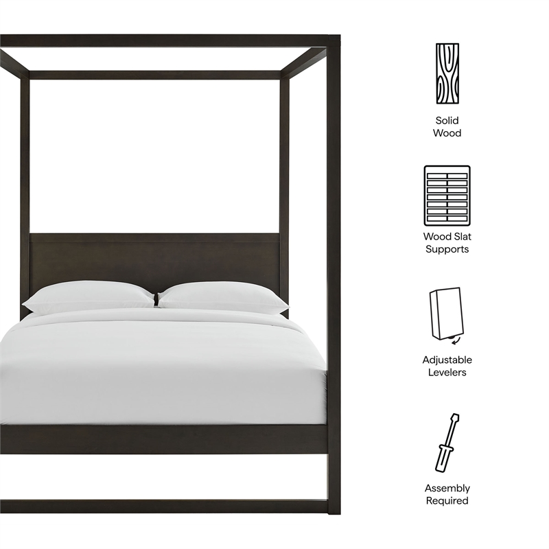 Alva Canopy Platform Bed in Smoked Oak