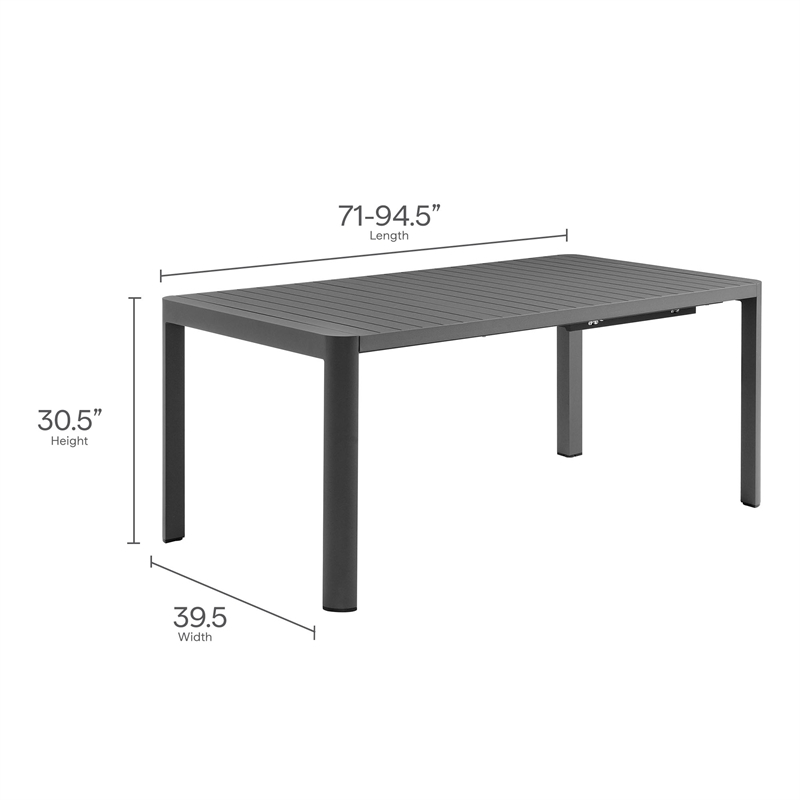 Tahoe Aluminum Extendable Dining Table in Gray