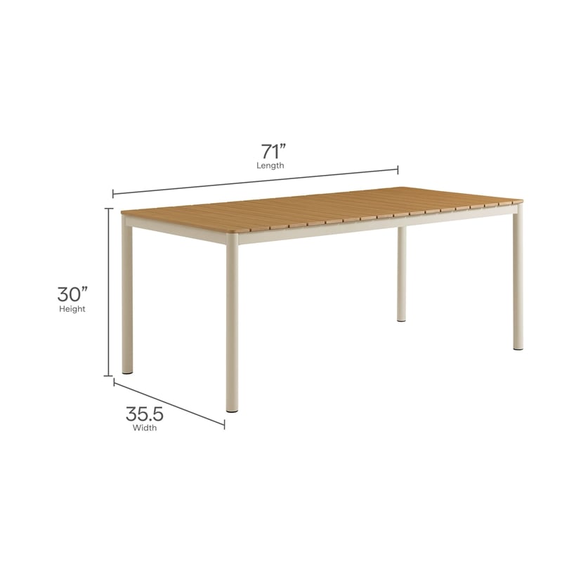 Finn Dining Table with Faux Wood Top in Natural