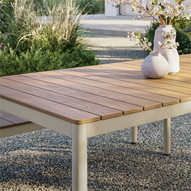 Finn Dining Table with Faux Wood Top in Natural