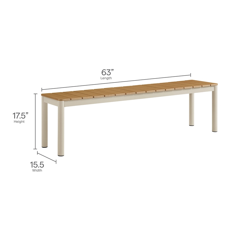 Finn Bench with Faux Wood Top in Natural