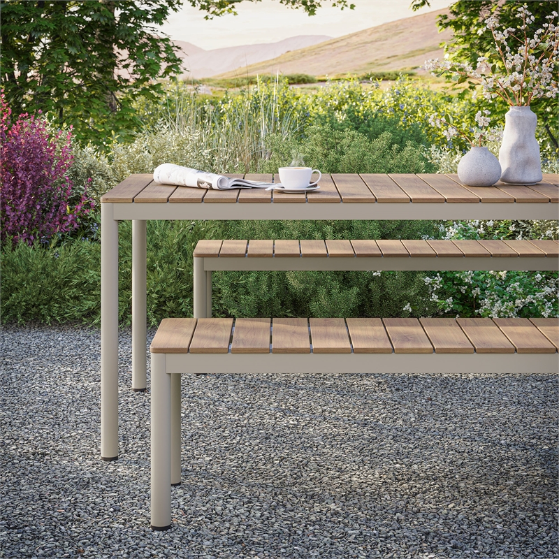 Finn Dining Set with Benches in Natural