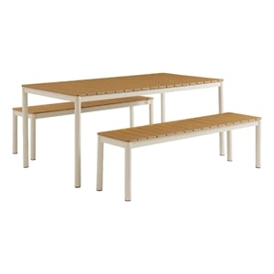Finn Dining Set with Benches in Natural
