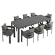 Modway Tahoe Aluminum 9-Piece Dining Set With Extendable Table in Gray Charcoal