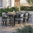 Modway Tahoe Aluminum 9-Piece Dining Set With Extendable Table in Gray Gray