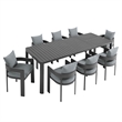 Modway Tahoe Aluminum 9-Piece Dining Set With Extendable Table in Gray Gray