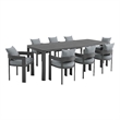 Modway Tahoe Aluminum 9-Piece Dining Set With Extendable Table in Gray Gray