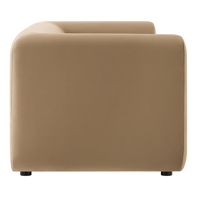 Modaway Leif Performance Velvet Upholstered Sofa in Taupe