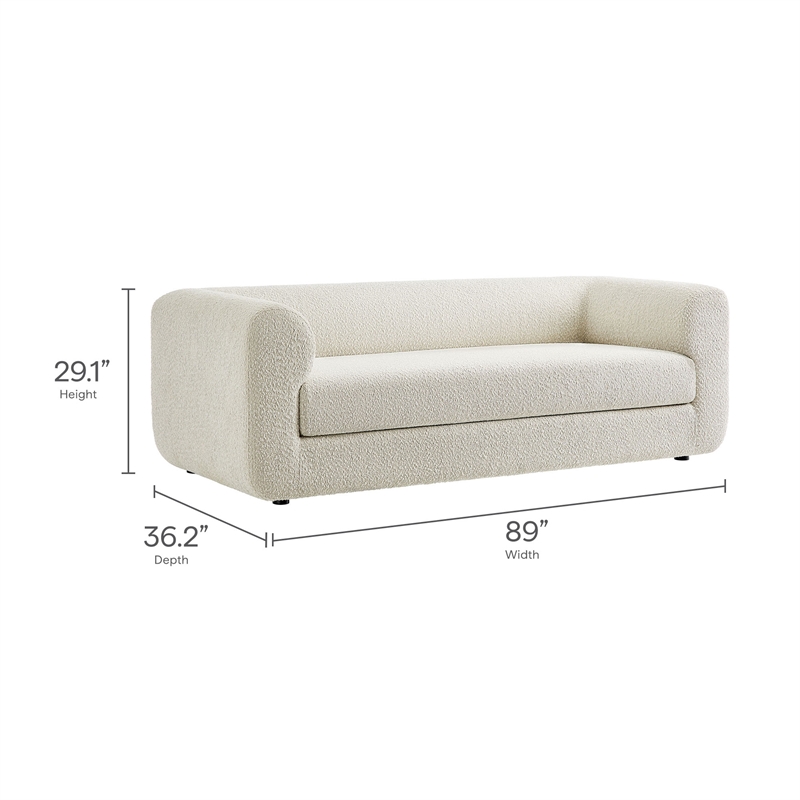 Modway Leif Boucle Fabric Upholstered Sofa in Pearl