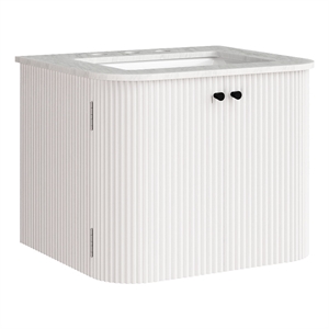 Zia 24&quot Wall-Mount Bathroom Vanity with Marble Sink in Ivory