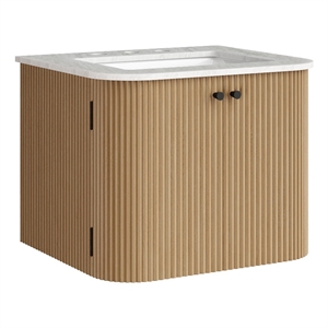 Zia 24&quot Wall-Mount Bathroom Vanity with Marble Sink in Natural