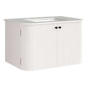 Zia 30&quot Wall-Mount Bathroom Vanity with Marble Sink in Ivory