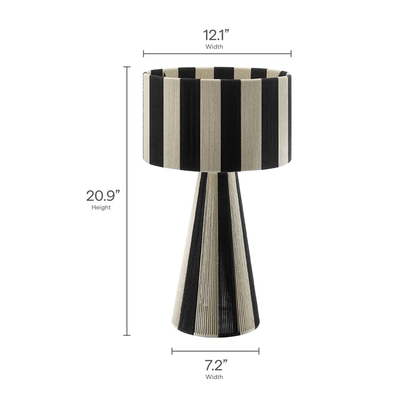 Renae Handwoven Cotton Thread Striped Table Lamp in Black