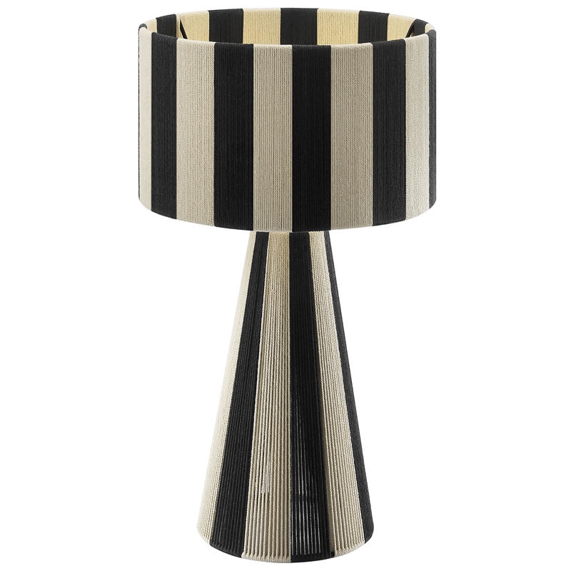 Renae Handwoven Cotton Thread Striped Table Lamp in Black