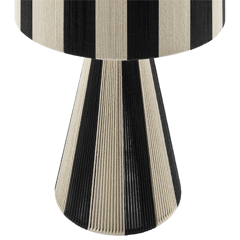 Renae Handwoven Cotton Thread Striped Table Lamp in Black