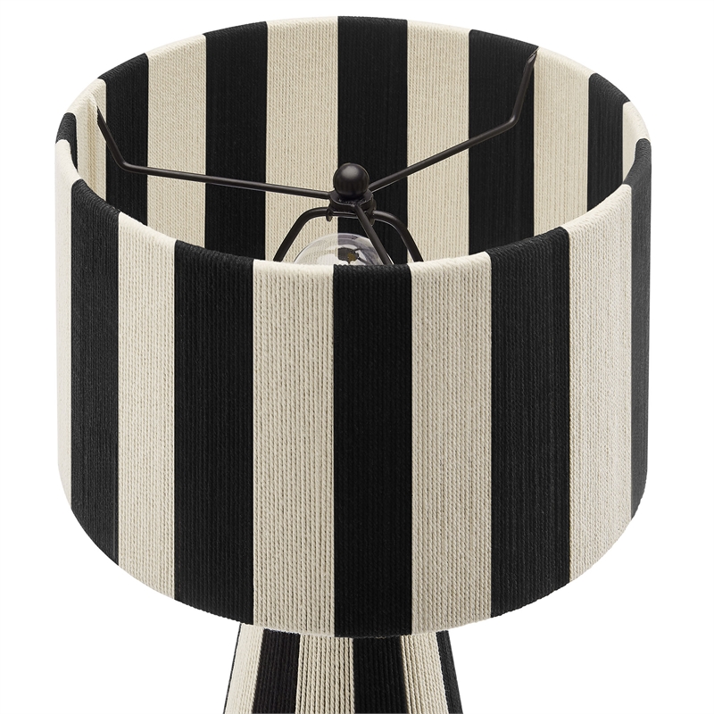 Renae Handwoven Cotton Thread Striped Table Lamp in Black
