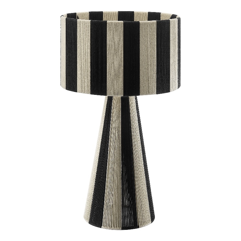 Renae Handwoven Cotton Thread Striped Table Lamp in Black