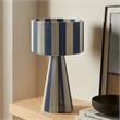Renae Handwoven Cotton Thread Striped Table Lamp in Capri Blue