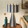 Renae Handwoven Cotton Thread Striped Table Lamp in Capri Blue