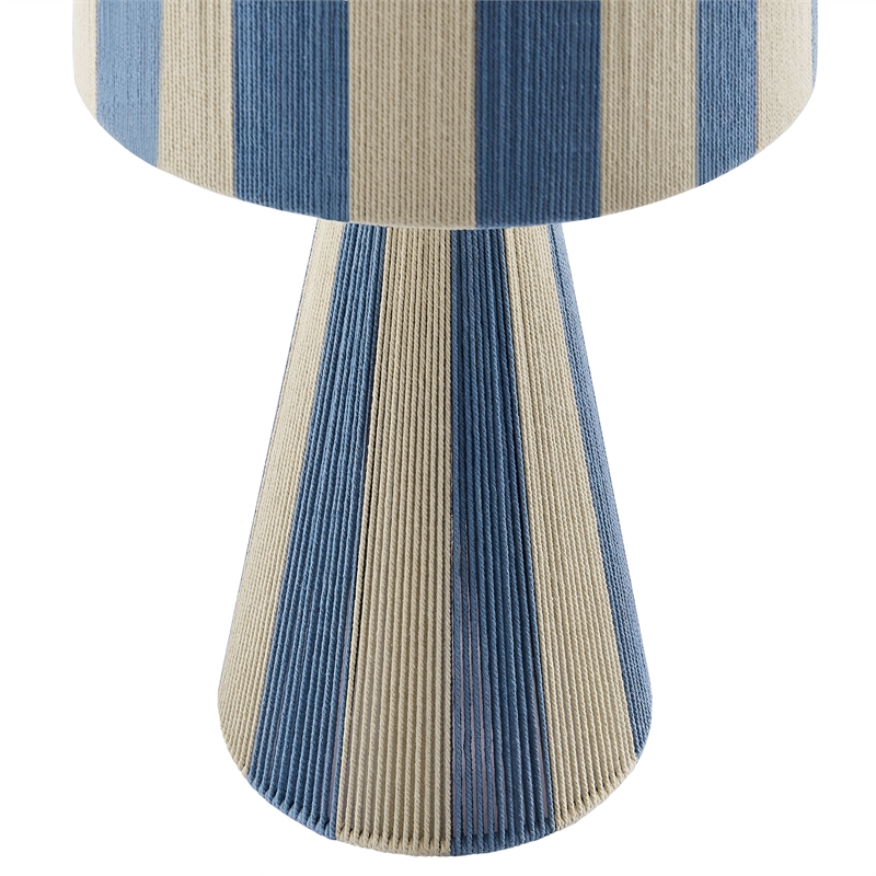 Renae Handwoven Cotton Thread Striped Table Lamp in Capri Blue
