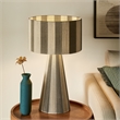 Renae Handwoven Cotton Thread Striped Table Lamp in Cobblestone