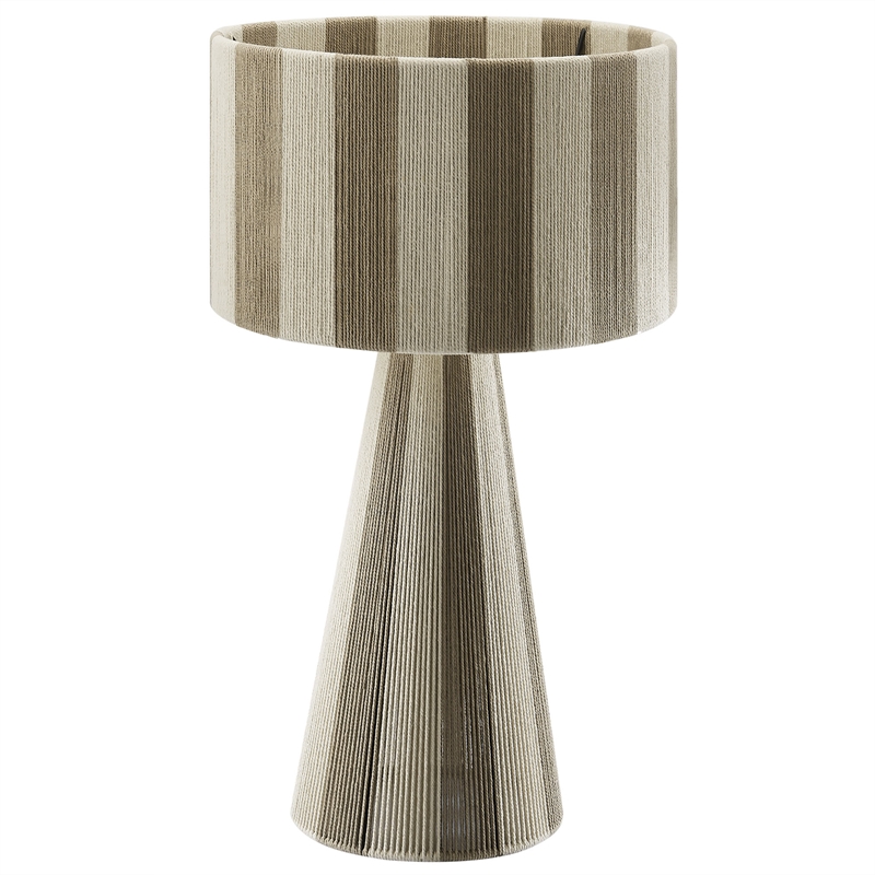Renae Handwoven Cotton Thread Striped Table Lamp in Cobblestone