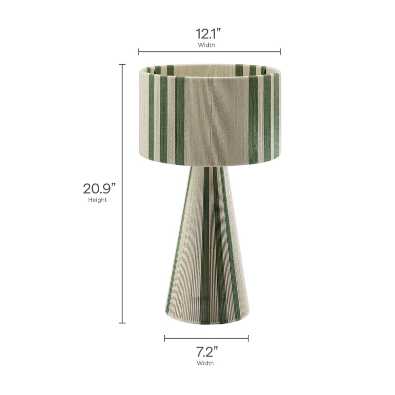 Gia Handwoven Cotton Thread Striped or Plain Table Lamp in Basil Green