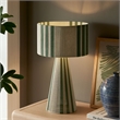 Gia Handwoven Cotton Thread Striped or Plain Table Lamp in Basil Green