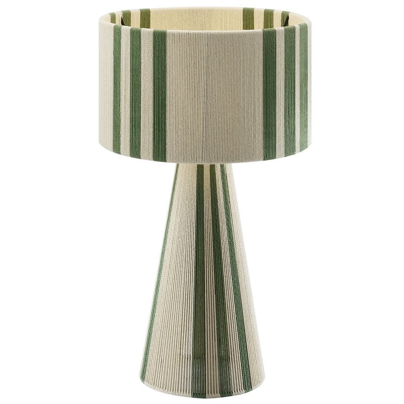 Gia Handwoven Cotton Thread Striped or Plain Table Lamp in Basil Green