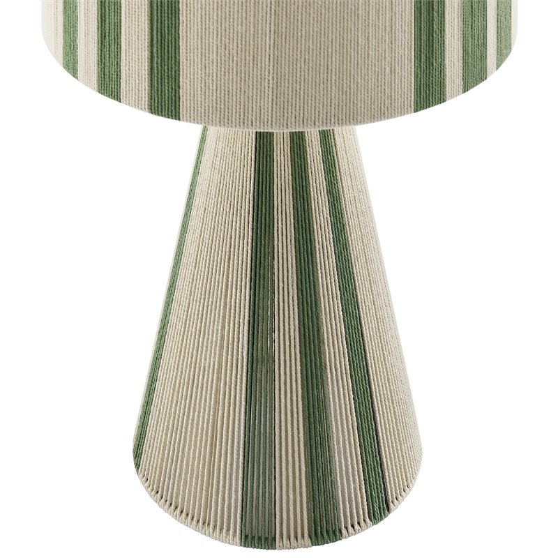 Gia Handwoven Cotton Thread Striped or Plain Table Lamp in Basil Green